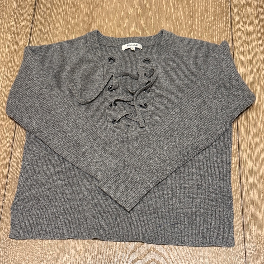 Madewell Lace Up Merino Wool Sweater XS